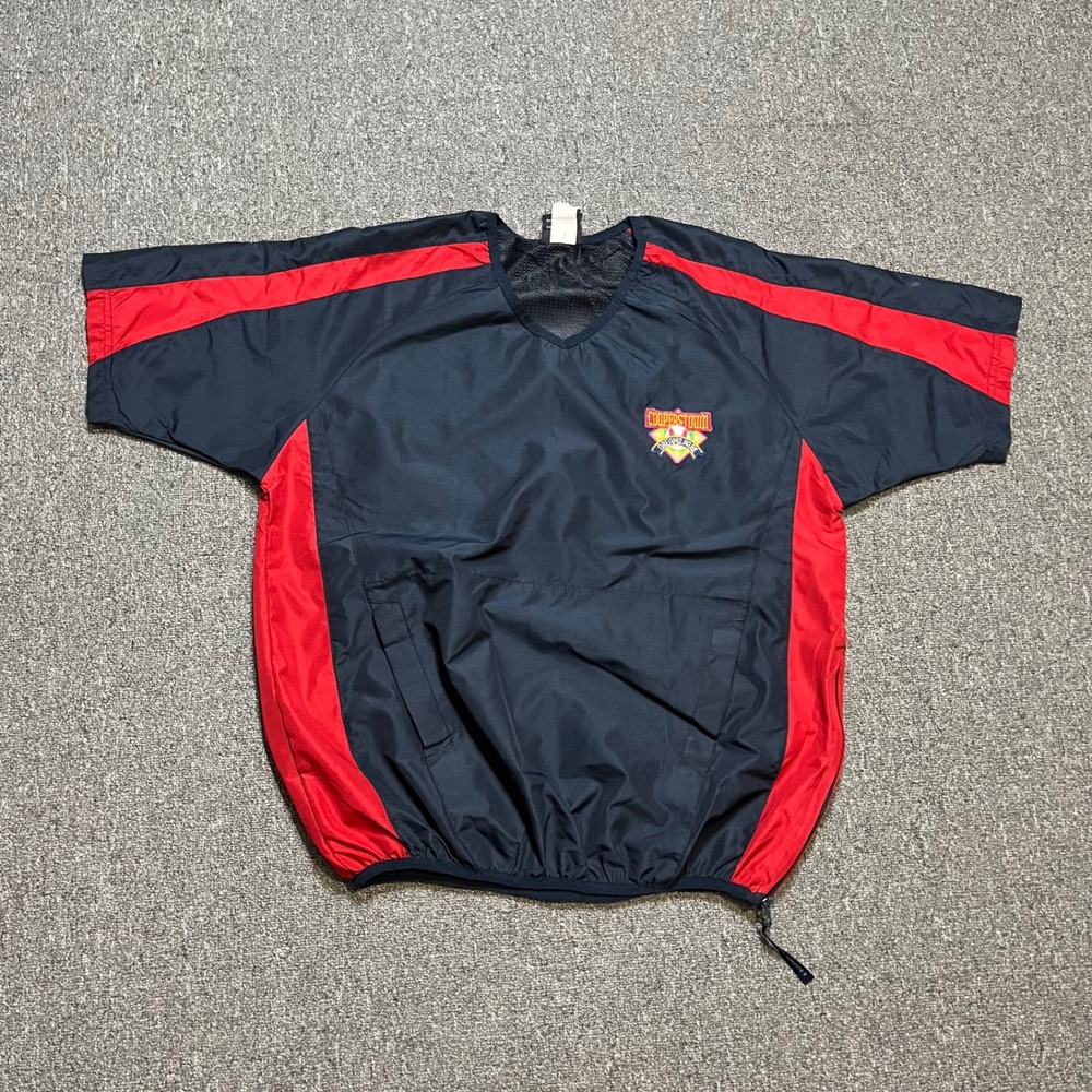 Cooperstown‎ Dreams Park Baseball Windbreaker Small Navy Red Pullover V-Neck